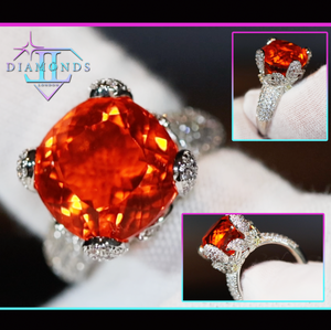 Orange Diamond Engagement Ring | Radiant Diamond Ring | Womens Engagement Ring | Wedding Ring | Womens Wedding Ring | Cushion Diamond Ring