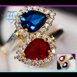 Red and Blue Diamond Ring