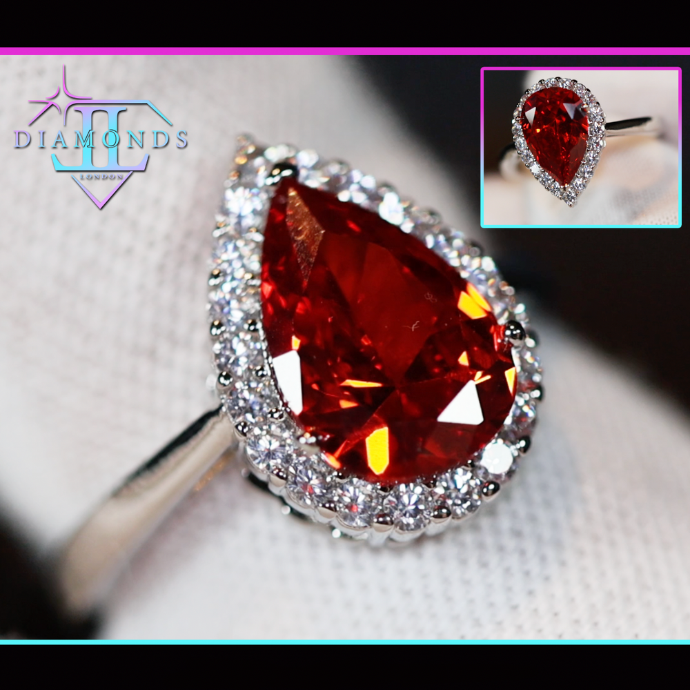 red diamond teardrop ring