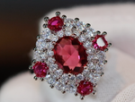 Ruby Ring | Red Diamond Ring | Flower Ring | Ruby Engagement Ring | Ruby Diamond Ring | Ruby Wedding Ring | Red Engagement Ring