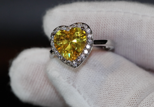 yellow diamond heart ring
