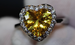 Heart Ring | Heart Shaped Ring | Heart Shape Ring | Diamond Heart Ring | Womens Yellow Diamond Ring | Engagement Ring | Yellow Diamond Ring