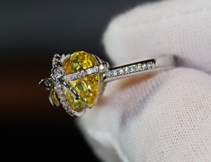 Heart Ring | Diamond Heart Ring | Womens Yellow Diamond Ring | Engagement Ring | Yellow Diamond Ring