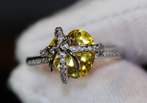 Heart Ring | Diamond Heart Ring | Womens Yellow Diamond Ring | Engagement Ring | Yellow Diamond Ring