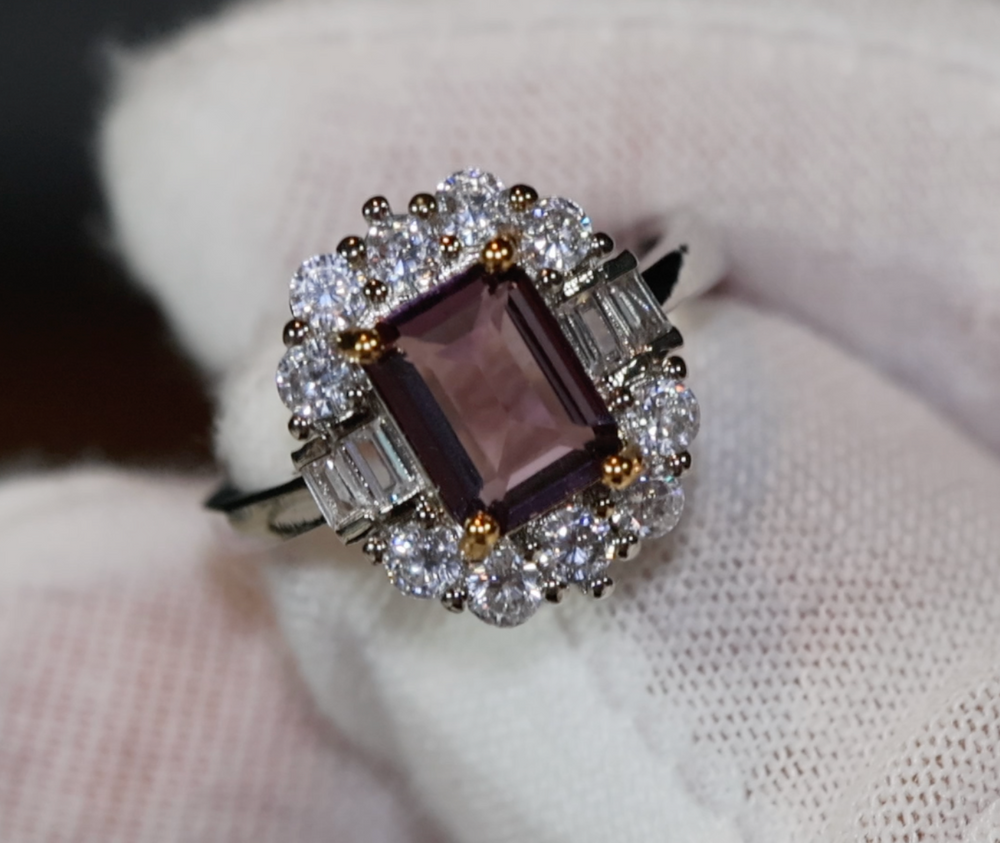 Purple Diamond Ring | Purple Diamond Engagement Ring | Purple Emerald Ring