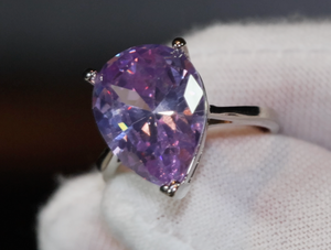 Purple Diamond Ring | Teardrop Ring | Pear Shape Ring