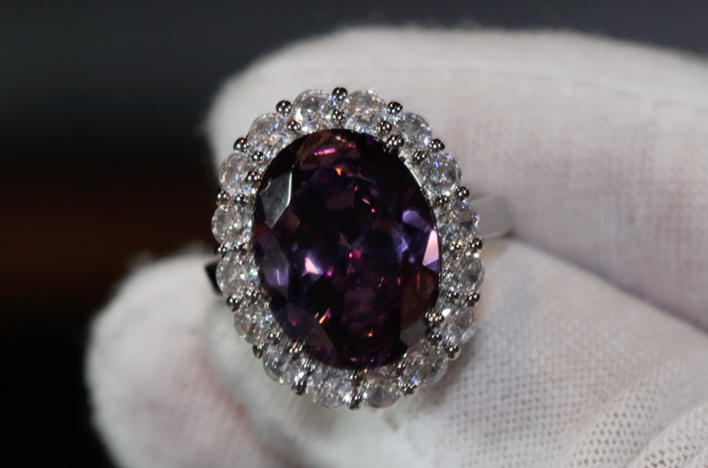 Purple Diamond Ring | Purple Diamond Engagement Ring | Purple Amethyst Ring | Purple Sapphire Ring | Halo Ring | Purple Tourmaline Ring