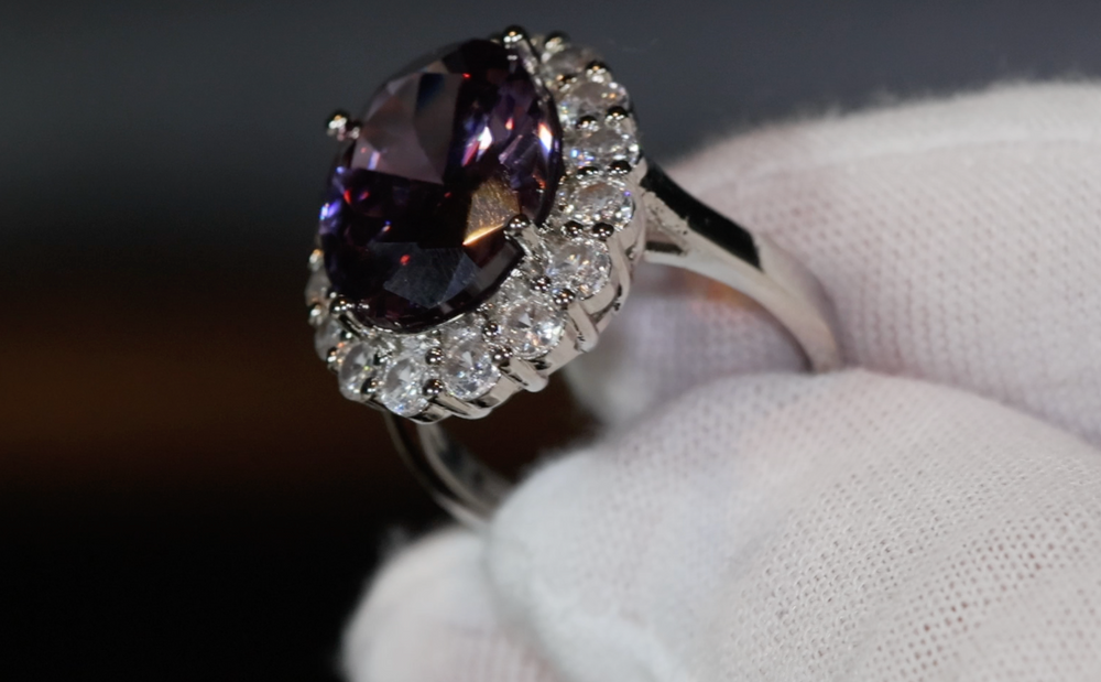 Purple Diamond Ring | Purple Diamond Engagement Ring | Purple Amethyst Ring | Purple Sapphire Ring | Halo Ring | Purple Tourmaline Ring