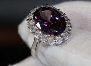 Purple Diamond Ring | Purple Diamond Engagement Ring | Purple Amethyst Ring | Purple Sapphire Ring | Halo Ring | Purple Tourmaline Ring