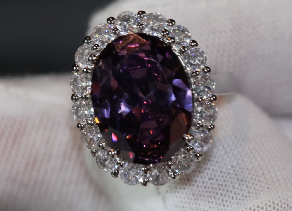 Purple Diamond Ring | Purple Diamond Engagement Ring | Purple Amethyst Ring | Purple Sapphire Ring | Halo Ring | Purple Tourmaline Ring