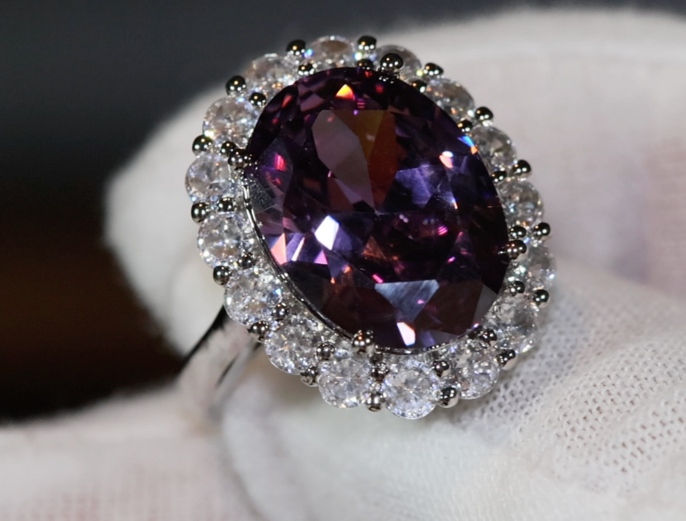 Purple Diamond Ring | Purple Diamond Engagement Ring | Purple Amethyst Ring | Purple Sapphire Ring | Halo Ring | Purple Tourmaline Ring