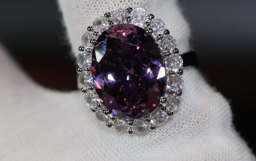 Purple Diamond Ring | Purple Diamond Engagement Ring | Purple Amethyst Ring | Purple Sapphire Ring | Halo Ring | Purple Tourmaline Ring