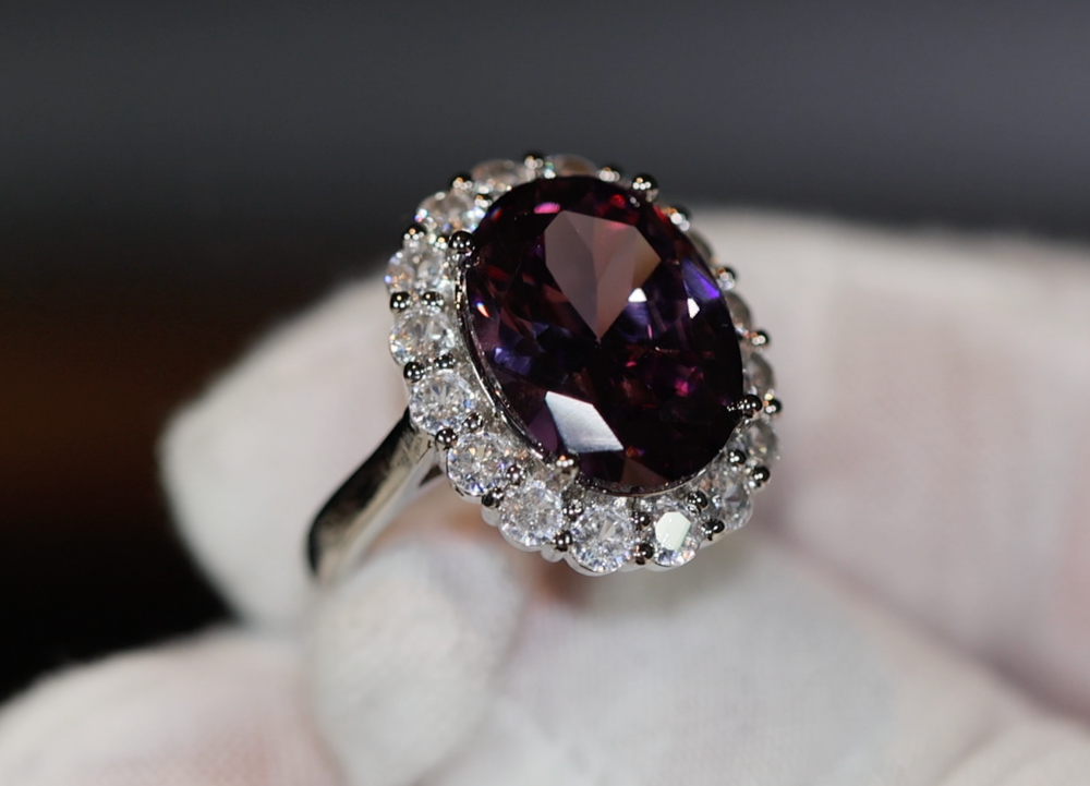 Purple Diamond Ring | Purple Diamond Engagement Ring | Purple Amethyst Ring | Purple Sapphire Ring | Halo Ring | Purple Tourmaline Ring