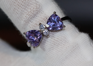 Purple Diamond Ribbon Ring | Ribbon Ring | Diamond Bow Ring