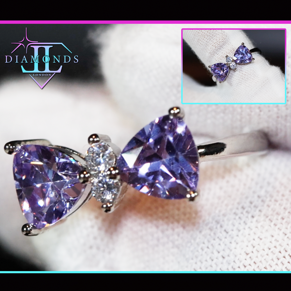 Purple ribbon diamond ring