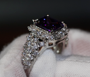 Princess Cut Ring | Purple Diamond Ring | Purple Diamond Engagement Ring | Purple Amethyst Ring | Purple Sapphire Ring | Purple Gem Ring