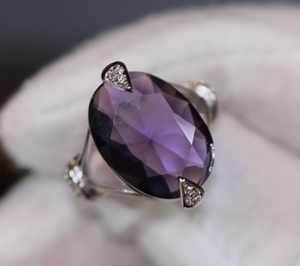 Purple Diamond Ring | Purple Diamond Engagement Ring | Purple Amethyst Ring | Purple Sapphire Ring | Statement Ring | Purple Tourmaline Ring