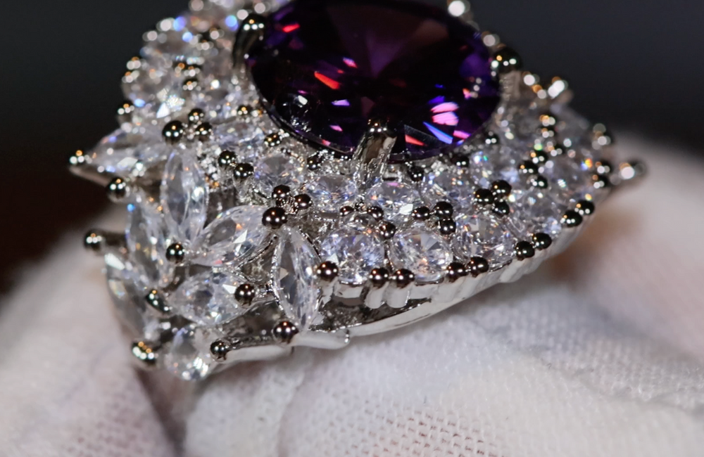 Purple Diamond Ring | Purple Diamond Engagement Ring | Purple Amethyst Ring