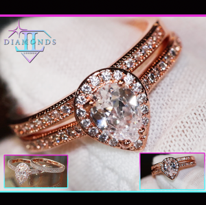 rose gold wedding ring set