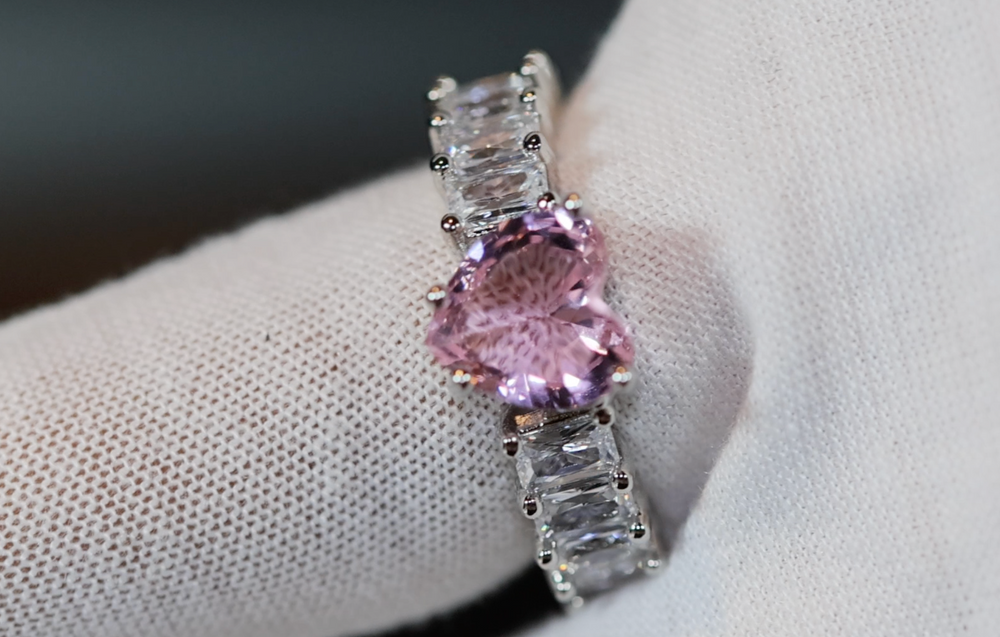 Heart Ring | Pink Diamond Heart Ring | Heart Ring with Diamonds | Engagement Ring | Pink Diamond Ring