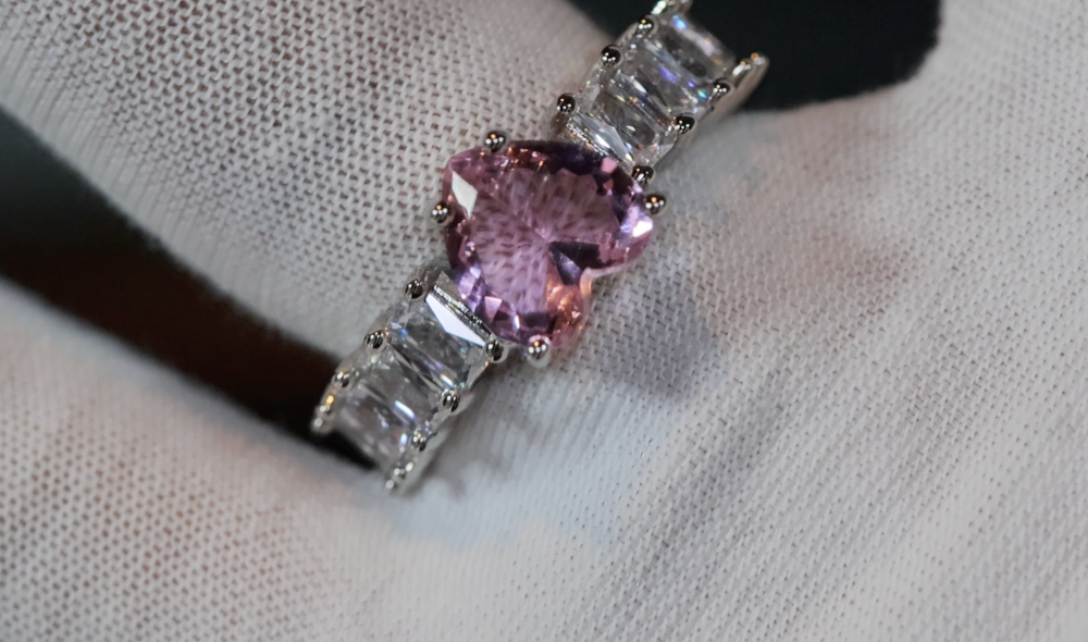 Heart Ring | Pink Diamond Heart Ring | Heart Ring with Diamonds | Engagement Ring | Pink Diamond Ring