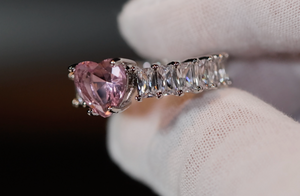 Heart Ring | Pink Diamond Heart Ring | Heart Ring with Diamonds | Engagement Ring | Pink Diamond Ring