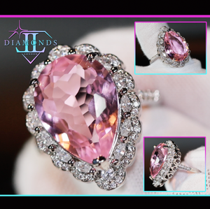 Pink pear cut diamond ring