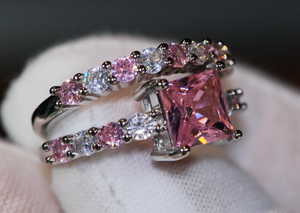 Pink Diamond Ring | Engagement Ring Diamond | Pink Diamond Wedding Ring Set