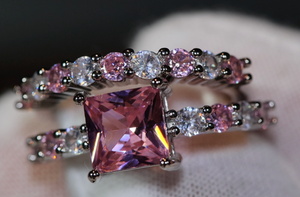 Pink Diamond Ring | Engagement Ring Diamond | Pink Diamond Wedding Ring Set