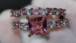 Pink Diamond Ring | Engagement Ring Diamond | Pink Diamond Wedding Ring Set