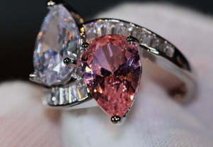 Pink Diamond Ring | Teardrop Ring | Pear Shape Ring | Teardrop Engagement Ring | Engagement Ring |  Diamond Wedding Rings