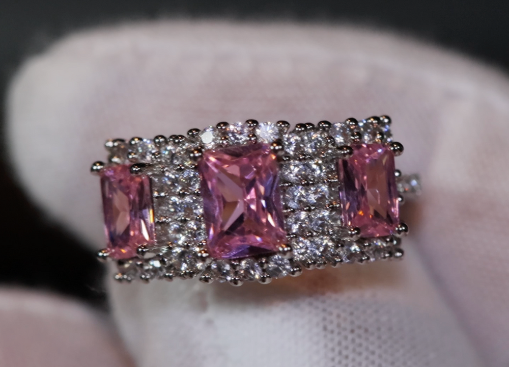 Pink Diamond Engagement Rings | Pink Diamond Ring | Womens Pink Diamond Ring | Promise Ring | Womens Engagement Ring | Halo Ring | Rings