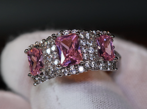 Pink Diamond Engagement Rings | Pink Diamond Ring | Womens Pink Diamond Ring | Promise Ring | Womens Engagement Ring | Halo Ring | Rings