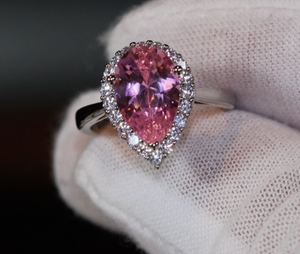 Womens Pink Diamond Ring | Pink Pear Cut Diamond Ring