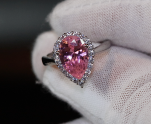 Womens Pink Diamond Ring | Pink Pear Cut Diamond Ring