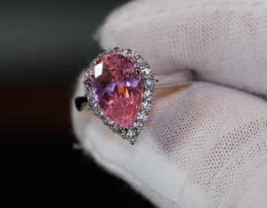 Womens Pink Diamond Ring | Pink Pear Cut Diamond Ring