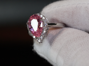 Womens Pink Diamond Ring | Pink Pear Cut Diamond Ring