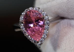 Womens Pink Diamond Ring | Pink Pear Cut Diamond Ring