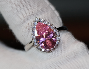 Womens Pink Diamond Ring | Pink Pear Cut Diamond Ring