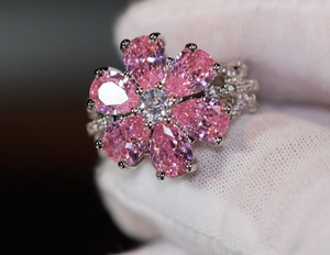 Pink Diamond Ring | Pink Diamond Flower Ring | Womens Pink Diamond Ring | Promise Ring | Womens Engagement Ring | Flower Ring | Love Ring