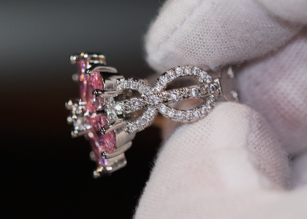 
            
                Load image into Gallery viewer, Pink Diamond Ring | Pink Diamond Flower Ring | Womens Pink Diamond Ring | Promise Ring | Womens Engagement Ring | Flower Ring | Love Ring
            
        