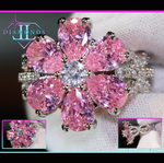 pink diamond flower ring