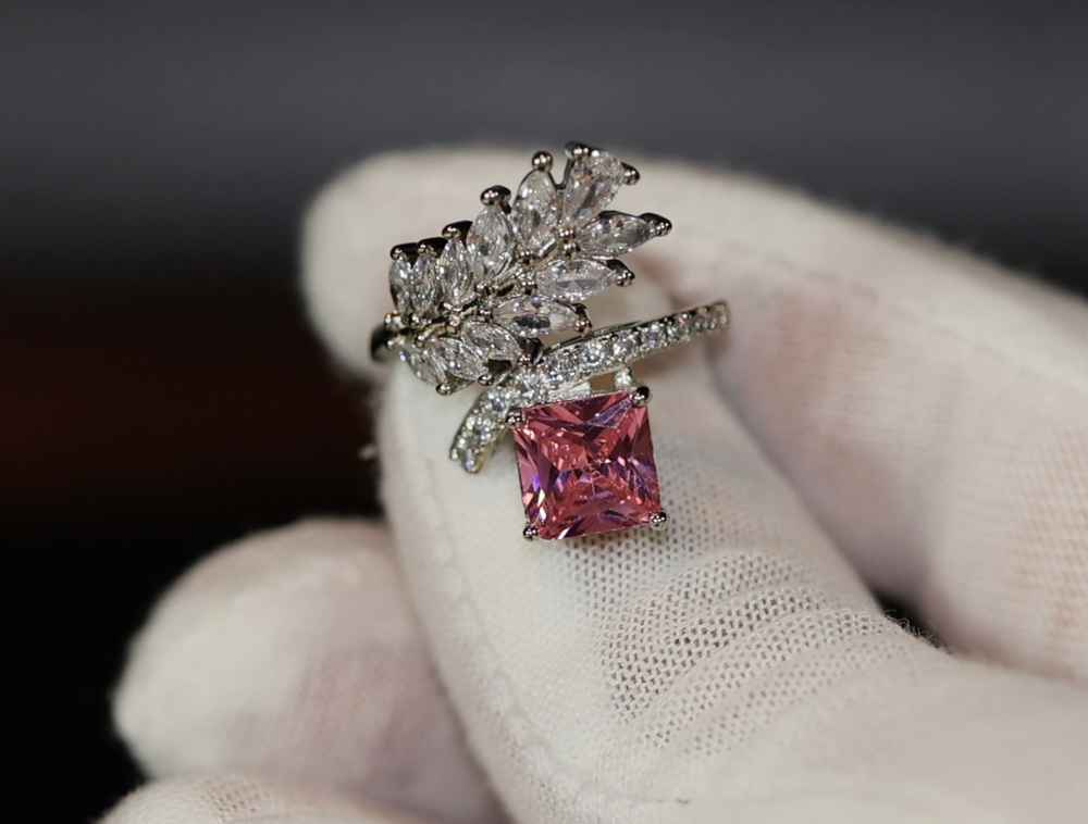 Pink Diamond Ring | Pink Diamond Engagement Ring | Womens Pink Diamond Ring | Promise Ring | Womens Engagement Ring | Flower Ring