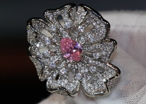 Pink Diamond Ring | Pink Diamond Engagement Ring | Womens Pink Diamond Ring | Diamond Flower Ring | Flower Ring | Big Statement Ring | Ring