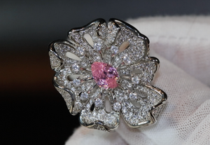 Pink Diamond Ring | Pink Diamond Engagement Ring | Womens Pink Diamond Ring | Diamond Flower Ring | Flower Ring | Big Statement Ring | Ring