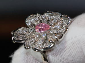 Pink Diamond Ring | Pink Diamond Engagement Ring | Womens Pink Diamond Ring | Diamond Flower Ring | Flower Ring | Big Statement Ring | Ring