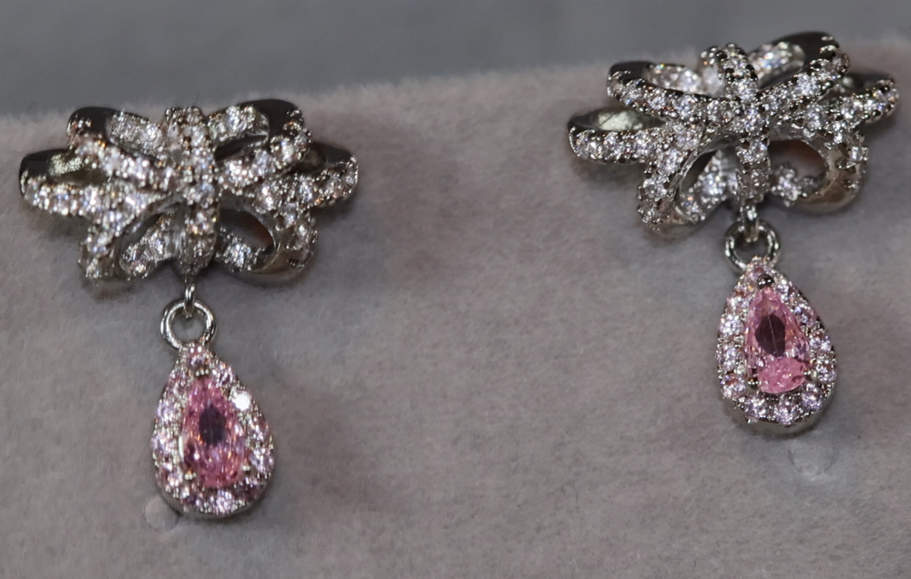 Pink Diamond Earrings | Classy Diamond Earrings | Womens Earrings | Dangle Earrings