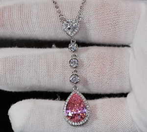 Pink Diamond Necklace | Teardrop Necklace | Pear Shape Necklace