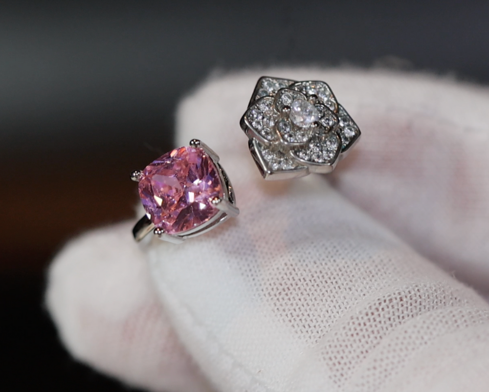 Pink Diamond Ring | Pink Diamond Engagement Ring | Diamond Flower Ring