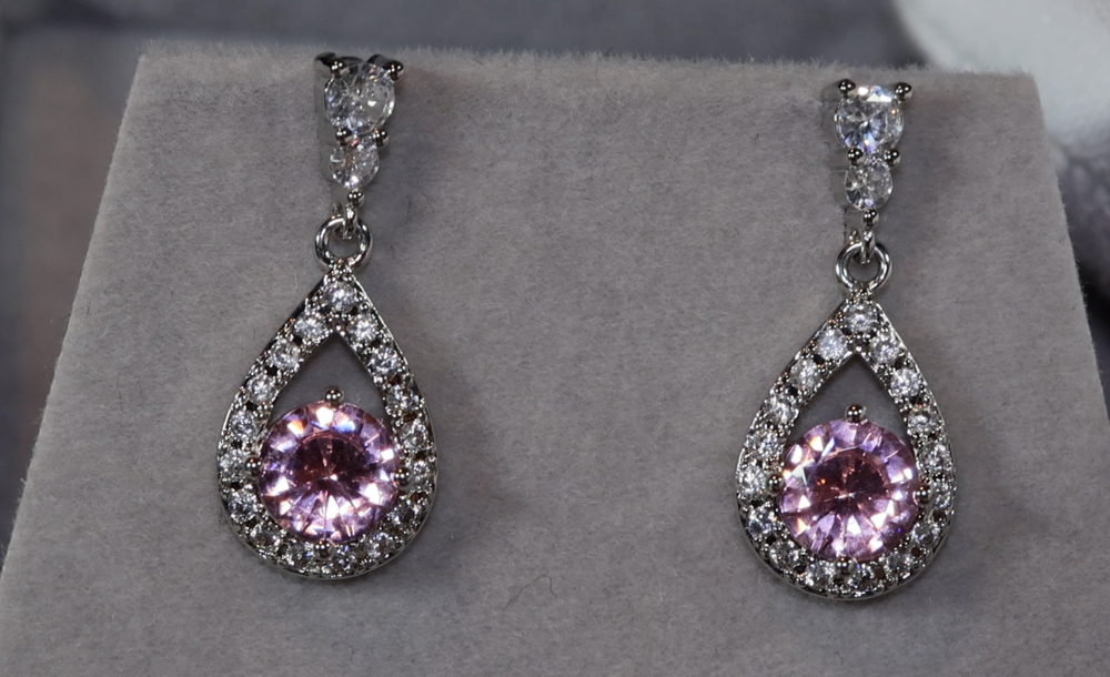 Pink Diamond Earrings | Classy Diamond Earrings | Womens Earrings | Dangle Earrings